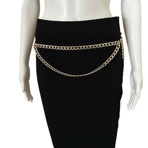 Ann Klein Heavy Weight Chain Link Adjustable Length Gold Color Belt
